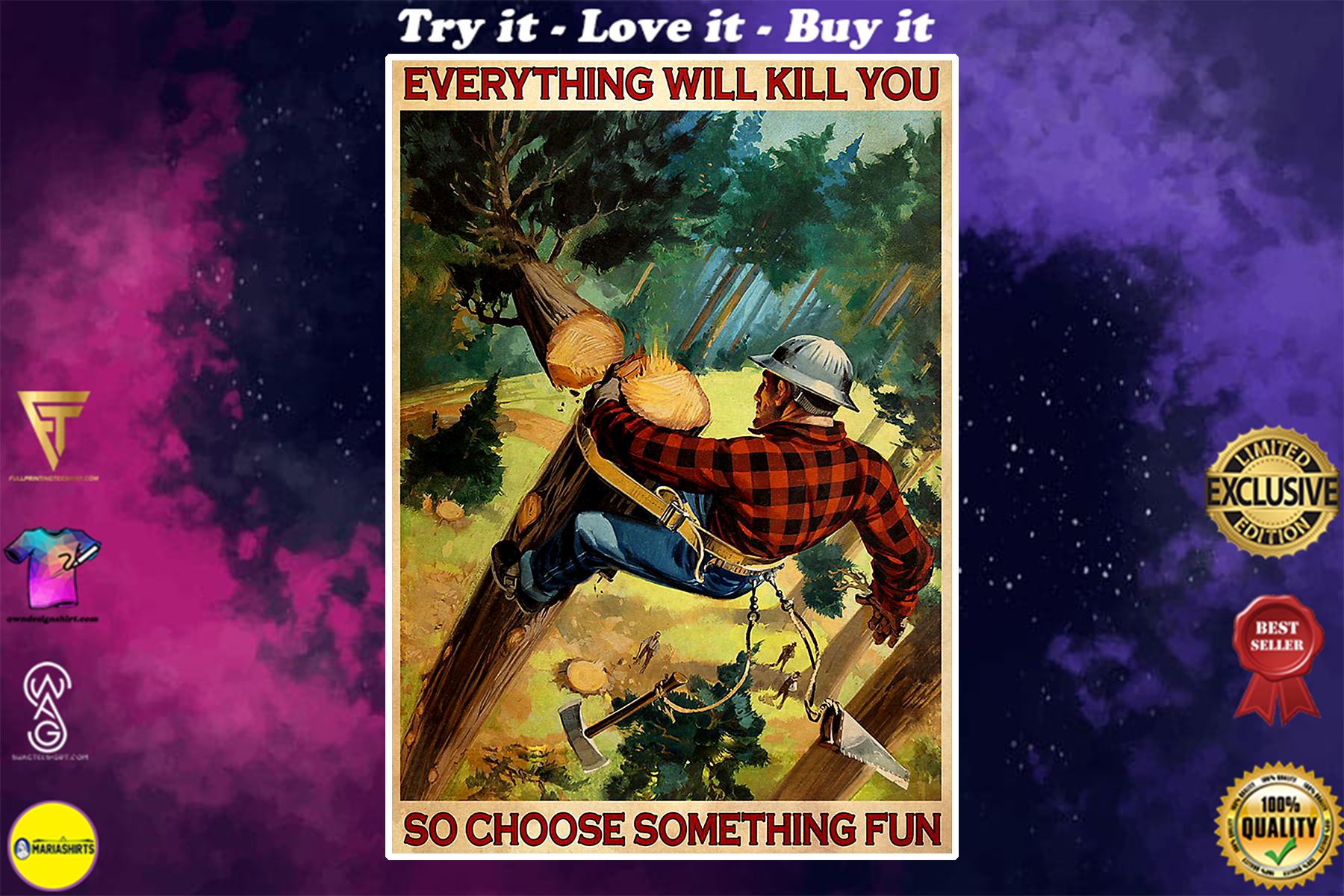 vintage lumberjack everything will kill you so choose something fun poster