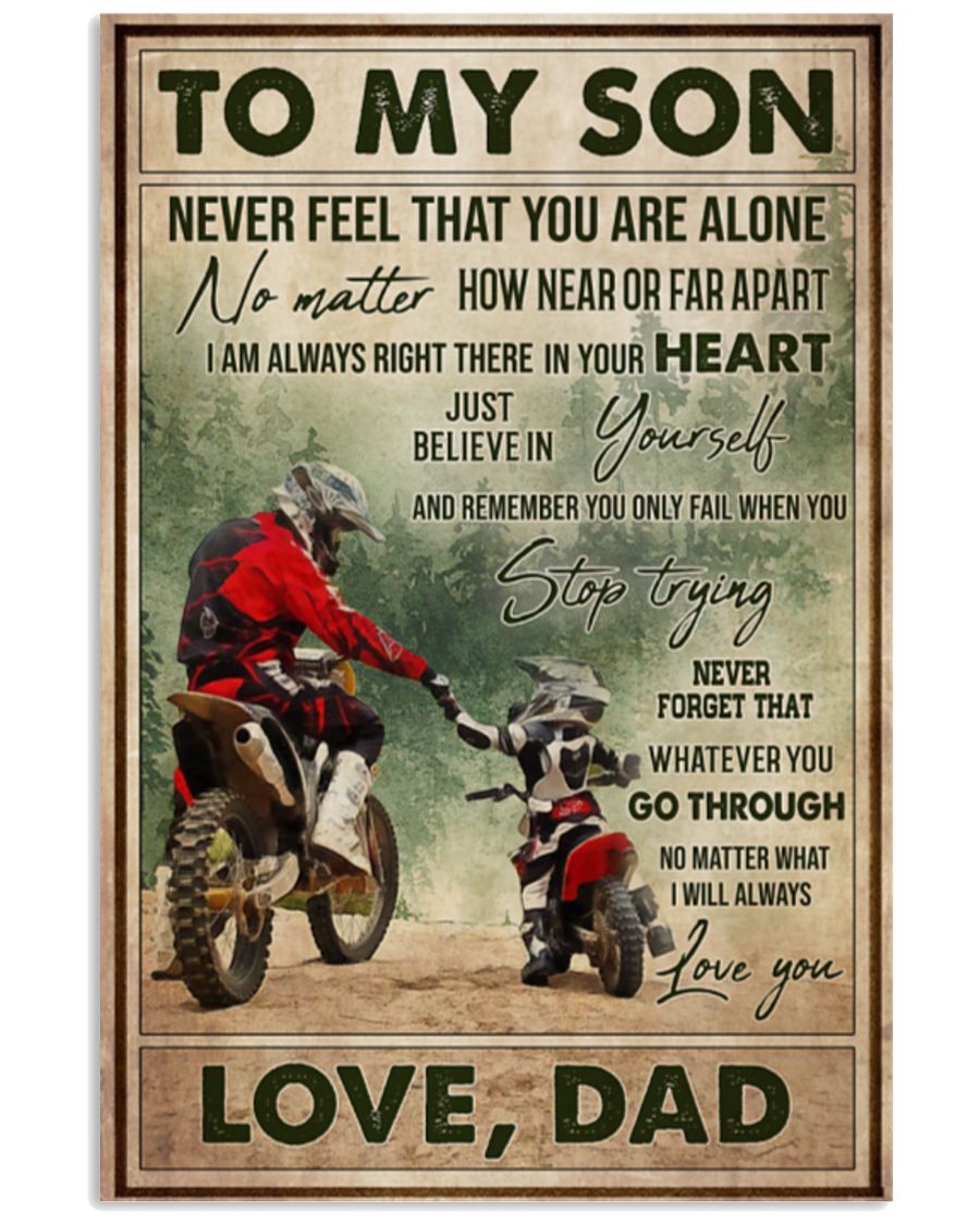 vintage motocross to my son never feel that you are alone love dad poster 2