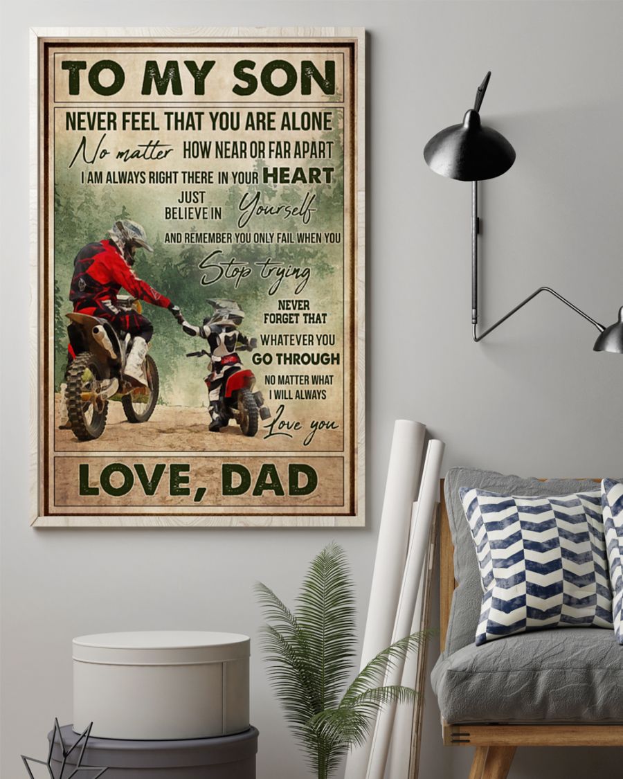 vintage motocross to my son never feel that you are alone love dad poster 3