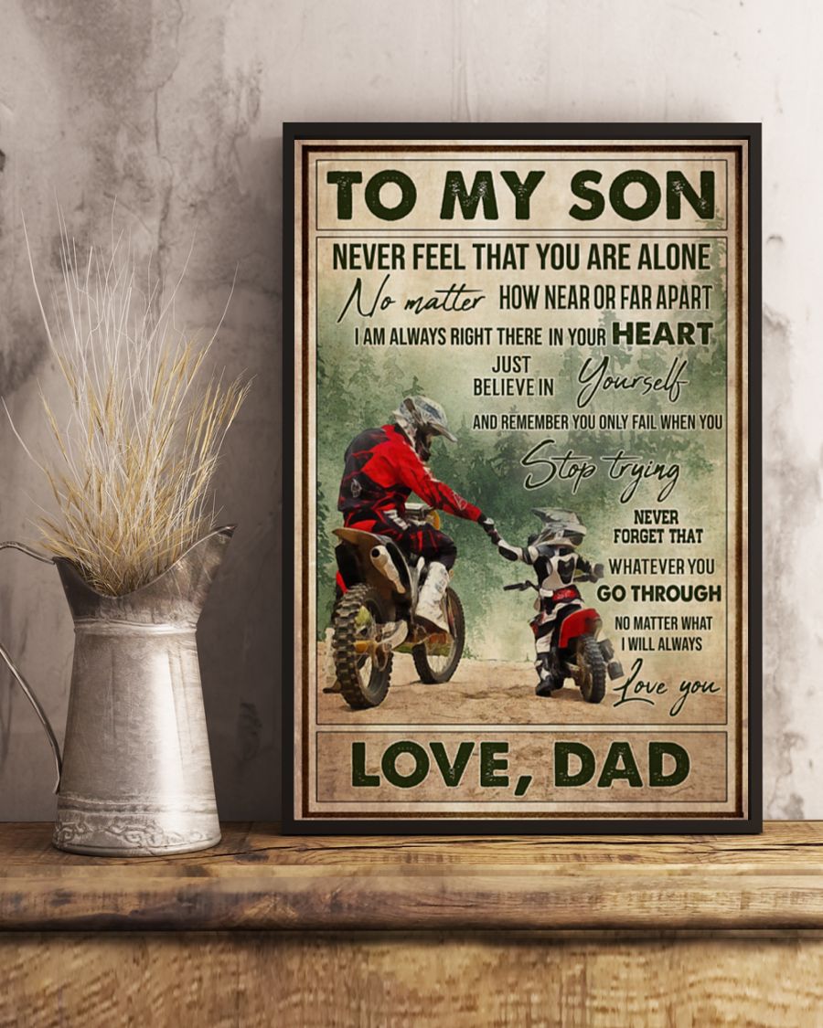 vintage motocross to my son never feel that you are alone love dad poster 4