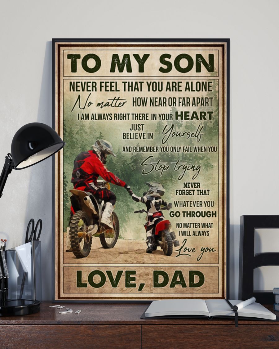 vintage motocross to my son never feel that you are alone love dad poster 5