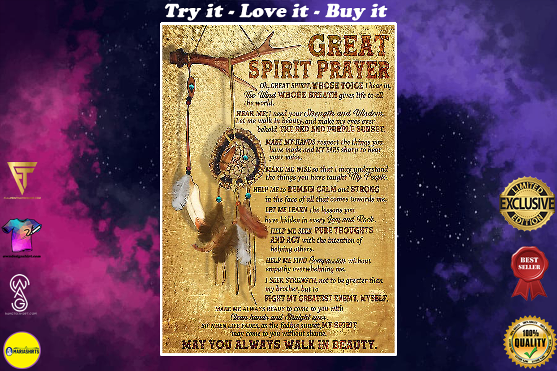vintage native american culture great spirit prayer poster