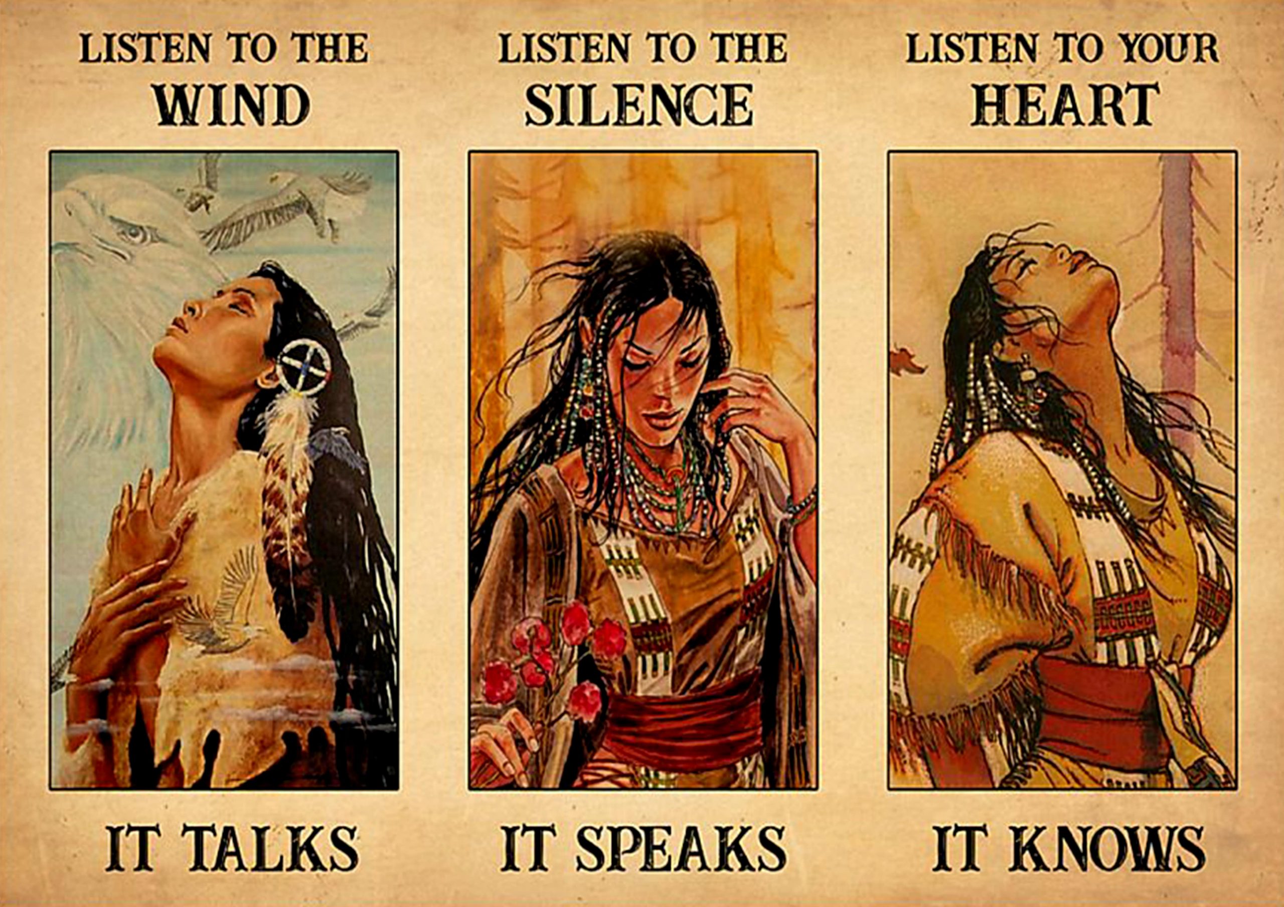 vintage native american girls listen to the wind it talks listen to the silence it speaks poster 1 - Copy (2)