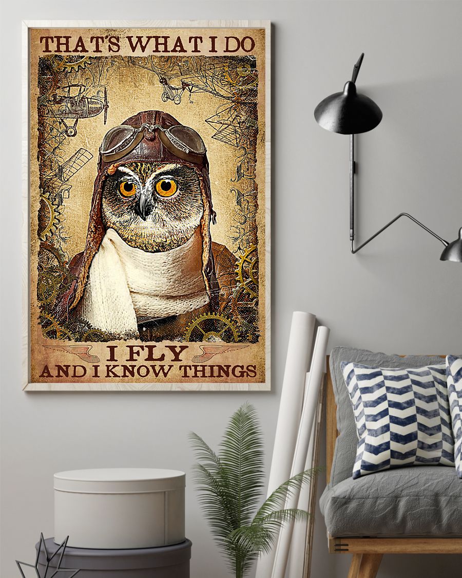 vintage pilot owl thats i do i fly i know things poster 2