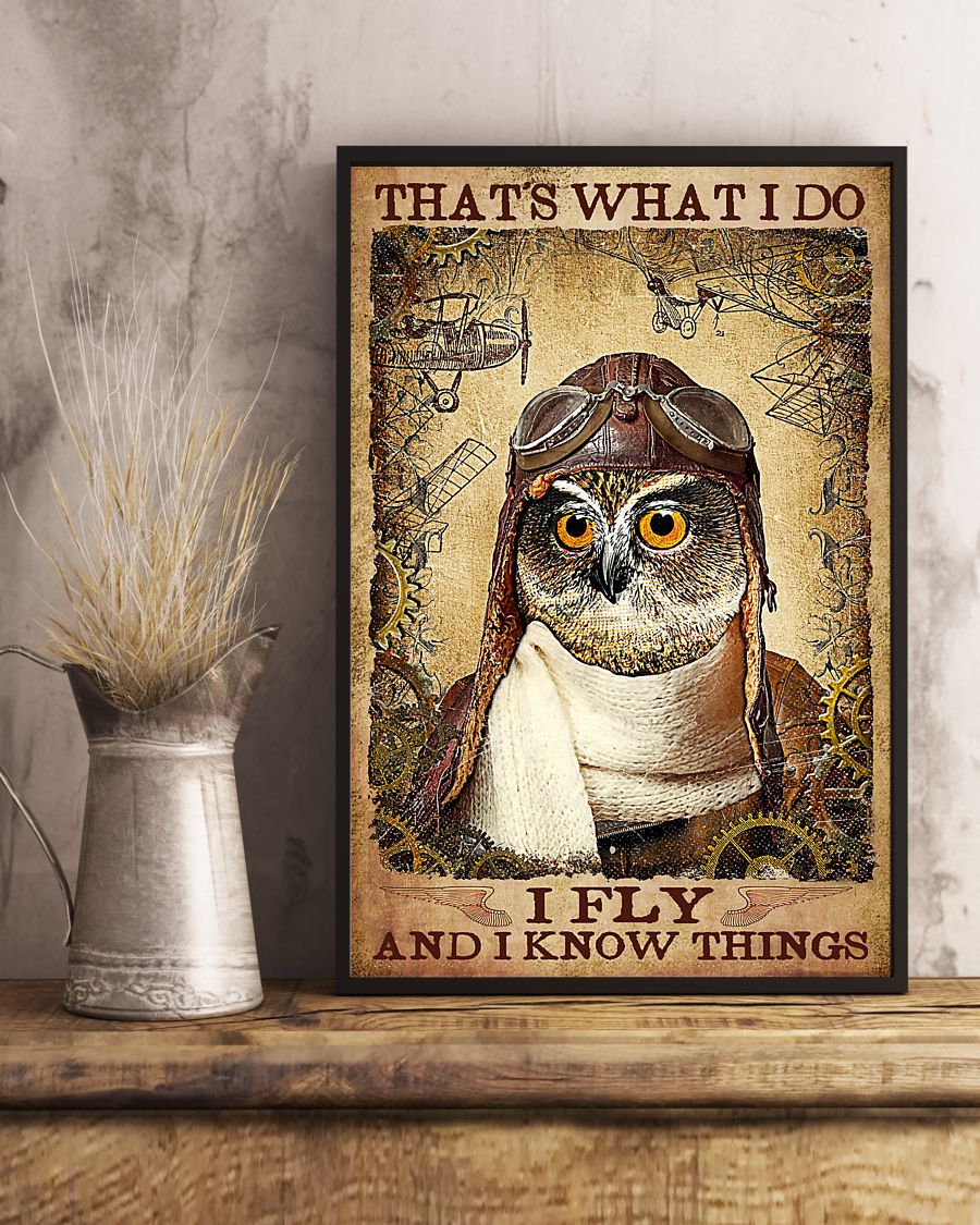 vintage pilot owl thats i do i fly i know things poster 3