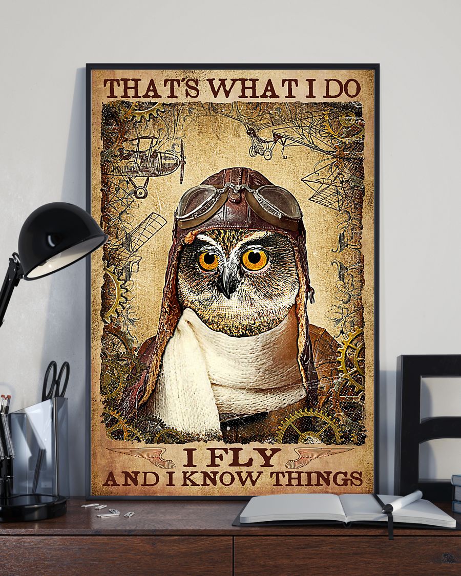 vintage pilot owl thats i do i fly i know things poster 4
