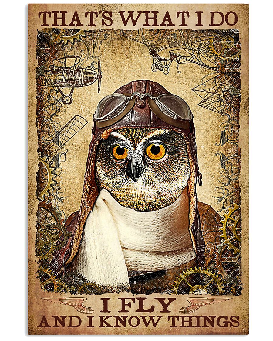 vintage pilot owl thats i do i fly i know things poster 5