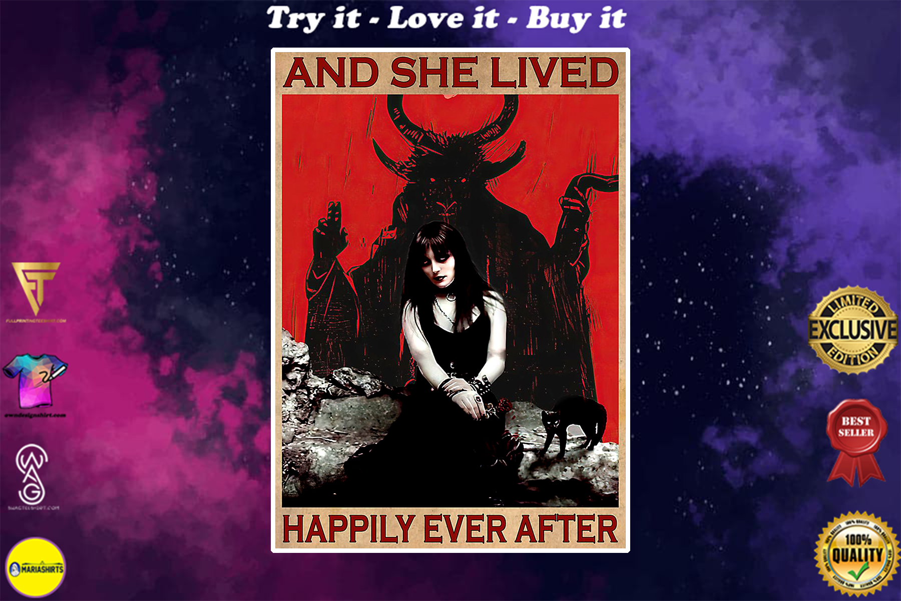 vintage satan and she lived happily ever after poster