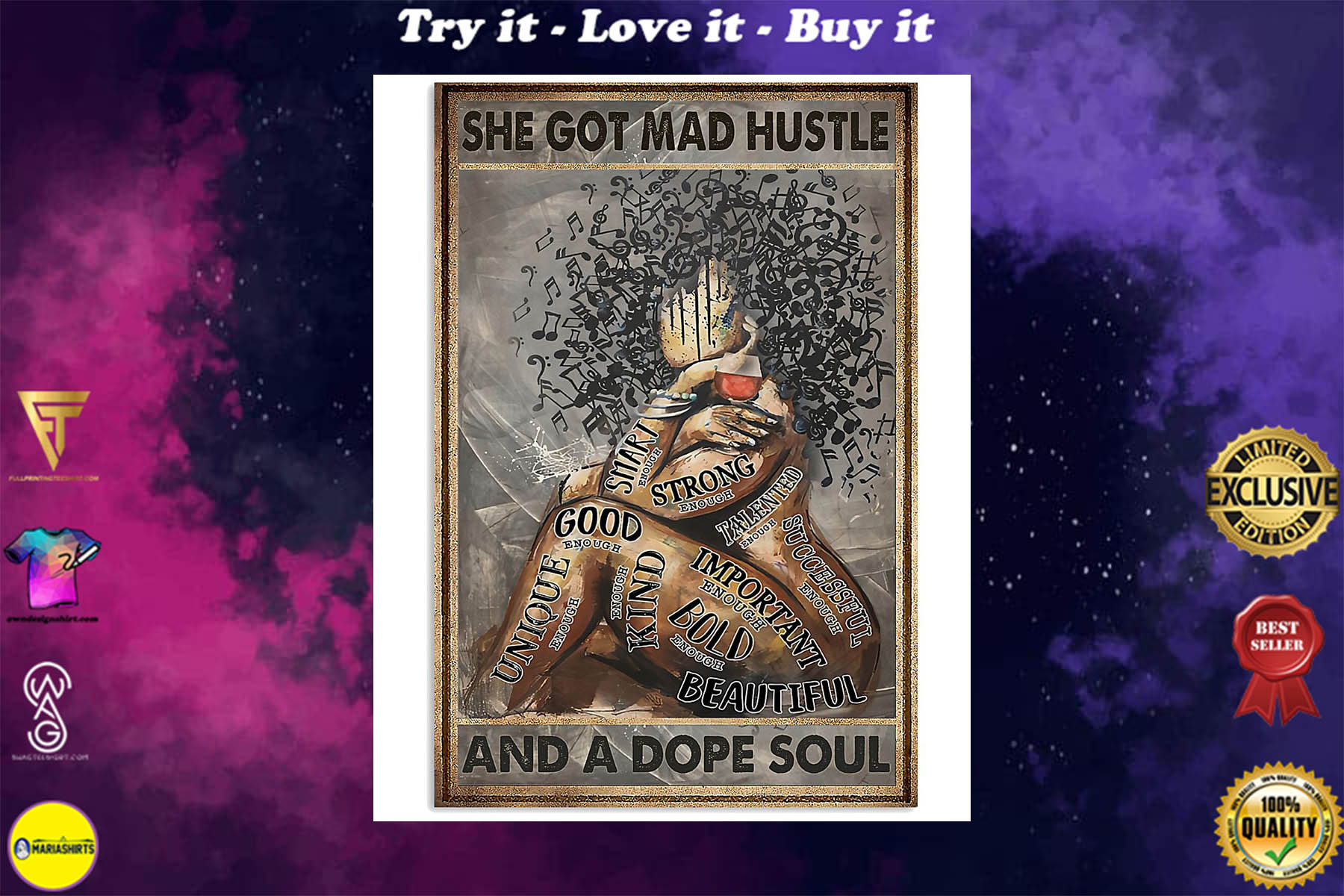 vintage she got mad hustle and a dope soul black queen poster