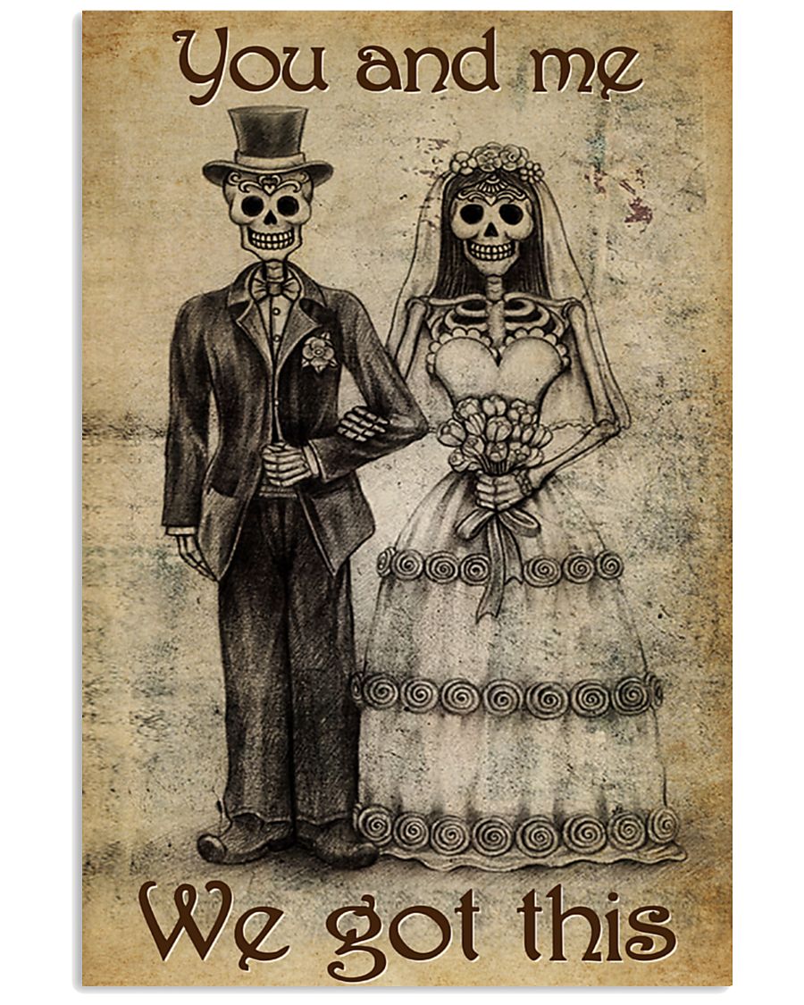 vintage skull couple you and me we got this poster 2