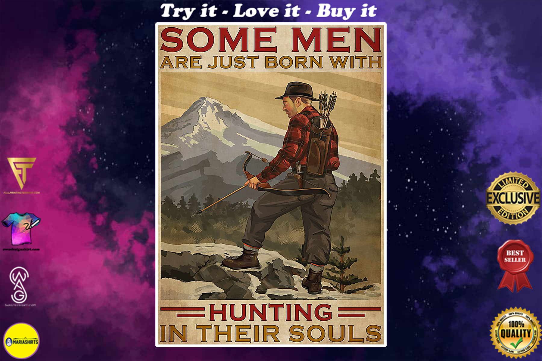 vintage some men are just born with hunting in their souls poster