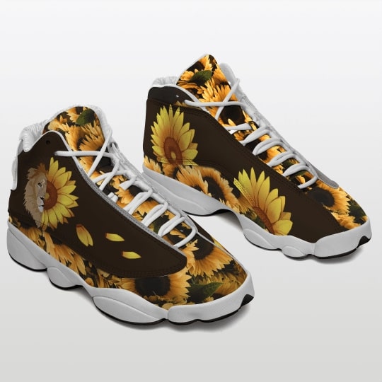 vintage sunflower lion all over printed air jordan 13 sneakers 2