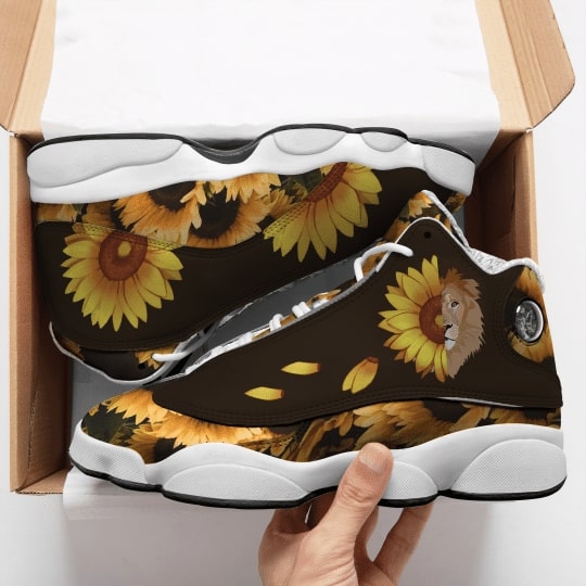 vintage sunflower lion all over printed air jordan 13 sneakers 5