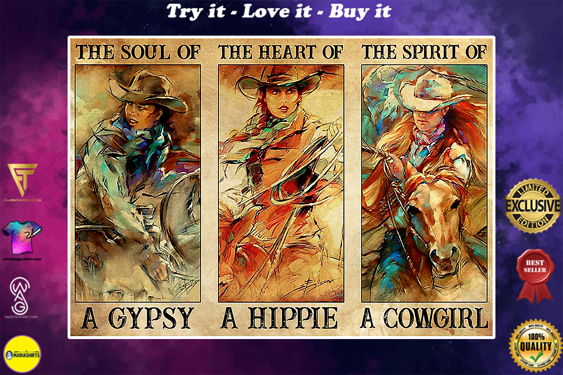 vintage the soul of a gypsy the heart of a hippie the spirit of a cowgirl poster