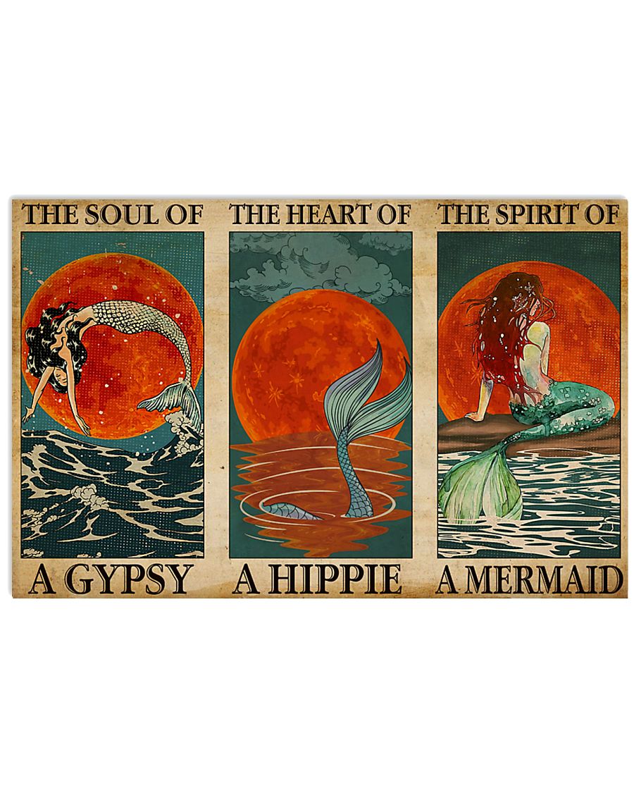 vintage the soul of a gypsy the heart of a hippie the spirit of a mermaid poster 2