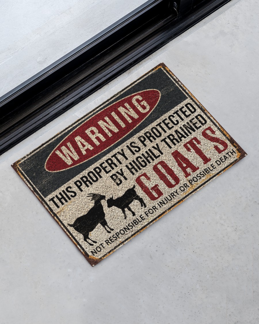 warning this property is protected by highly trained goats full printing doormat 3