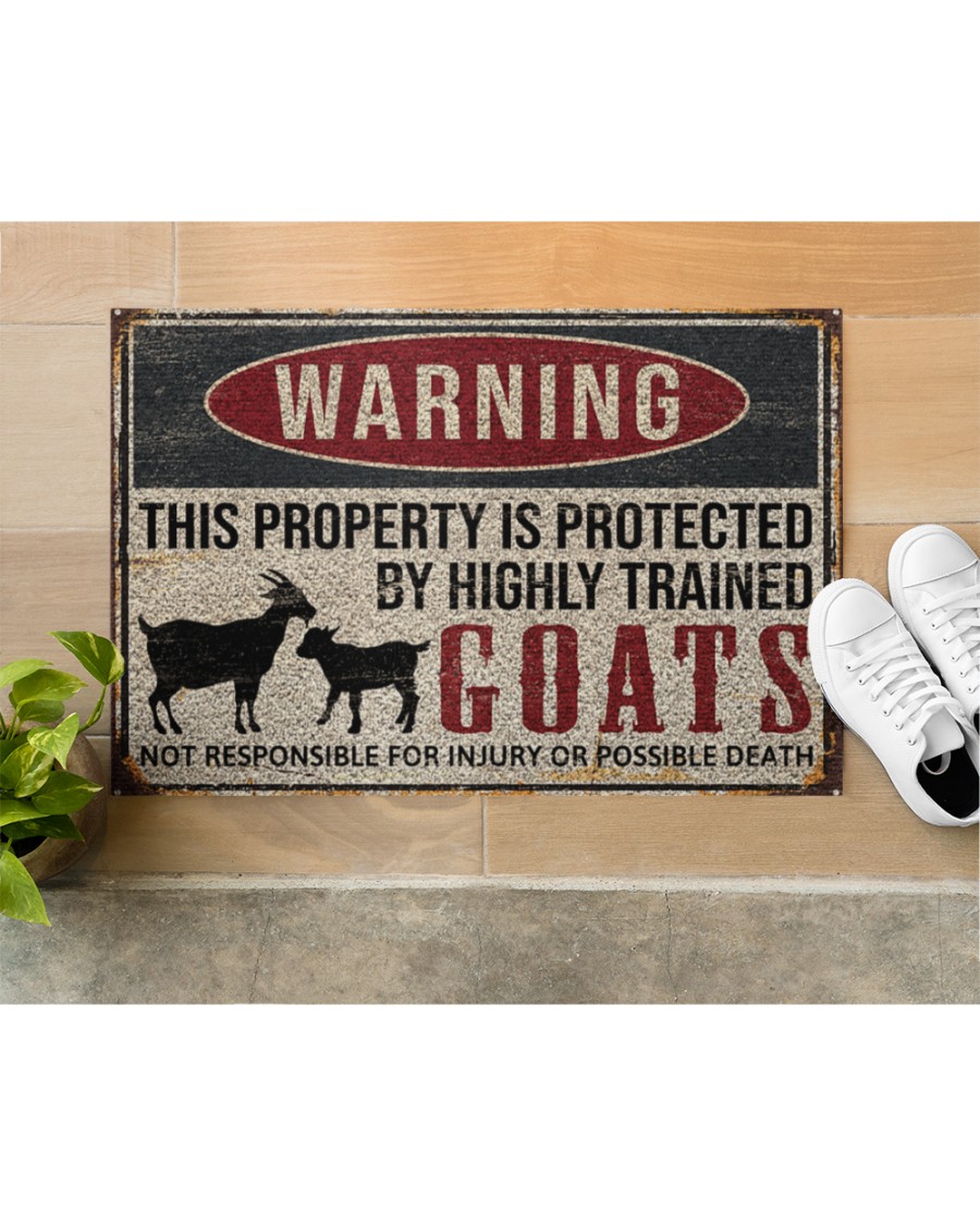 warning this property is protected by highly trained goats full printing doormat 5