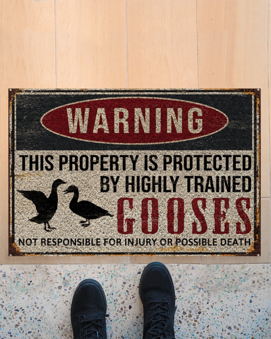 warning this property is protected by highly trained gooses full printing doormat 4