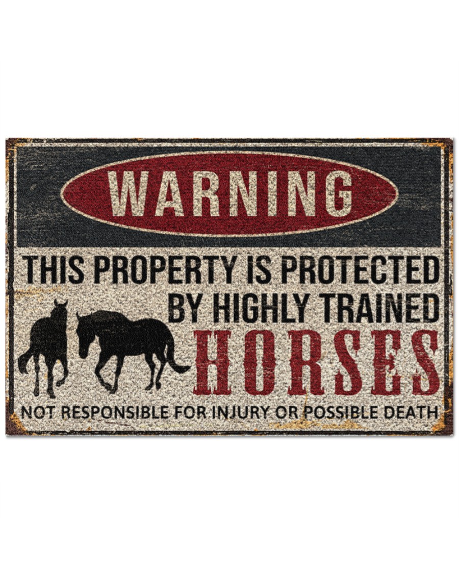 warning this property is protected by highly trained horses full printing doormat 3