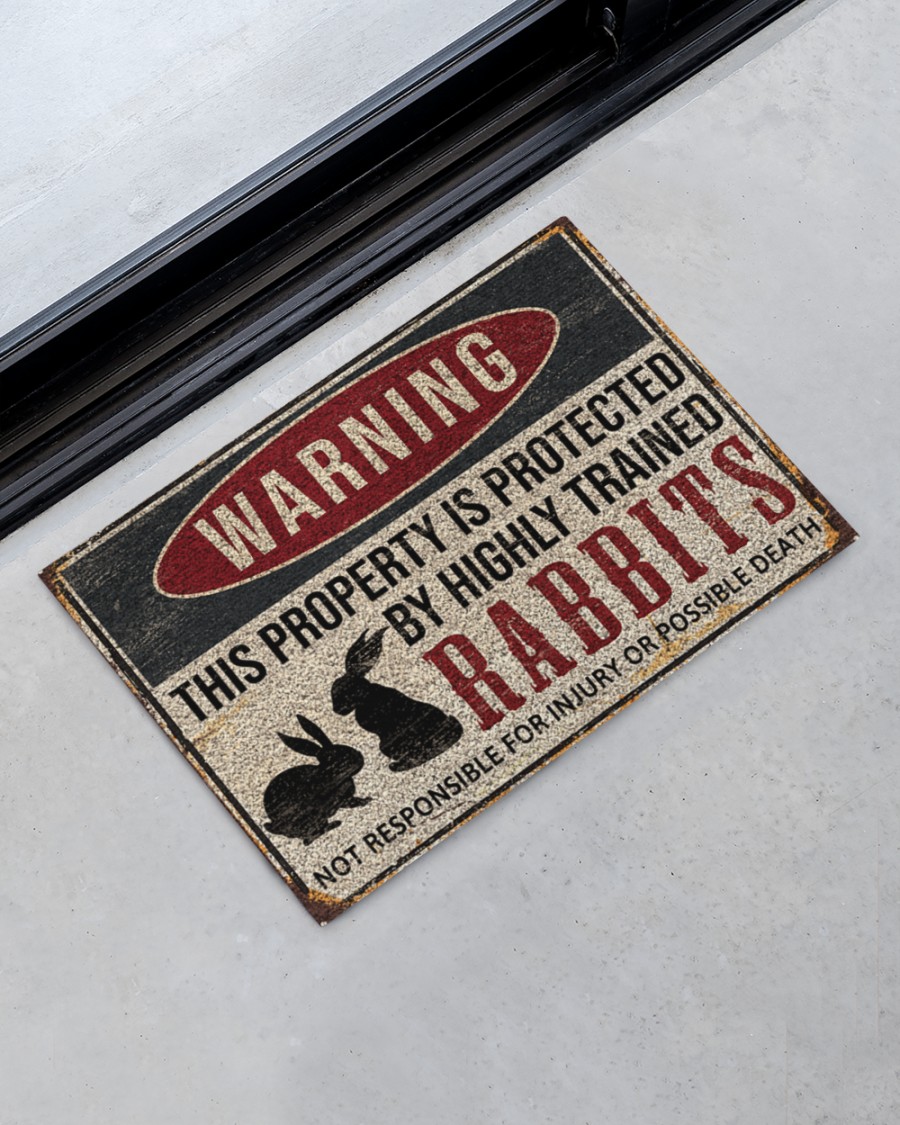 warning this property is protected by highly trained rabbits full printing doormat 4