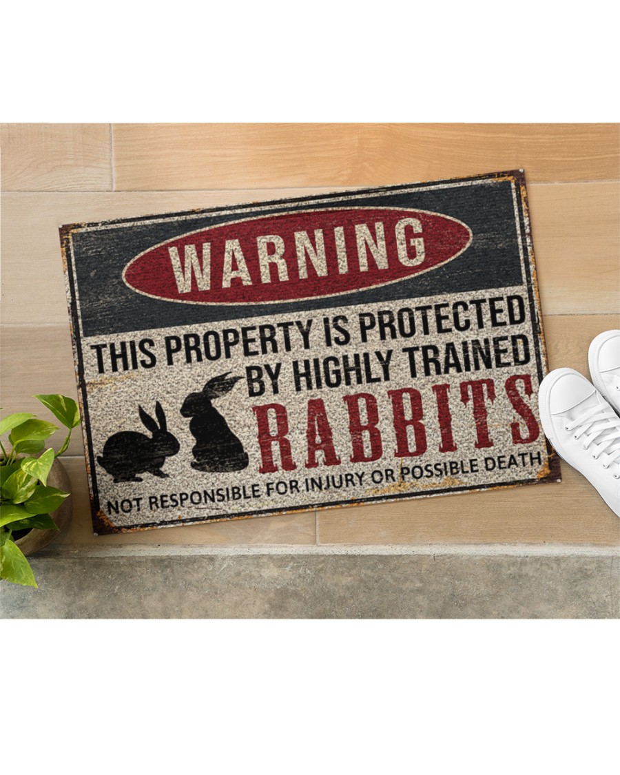 warning this property is protected by highly trained rabbits full printing doormat 5