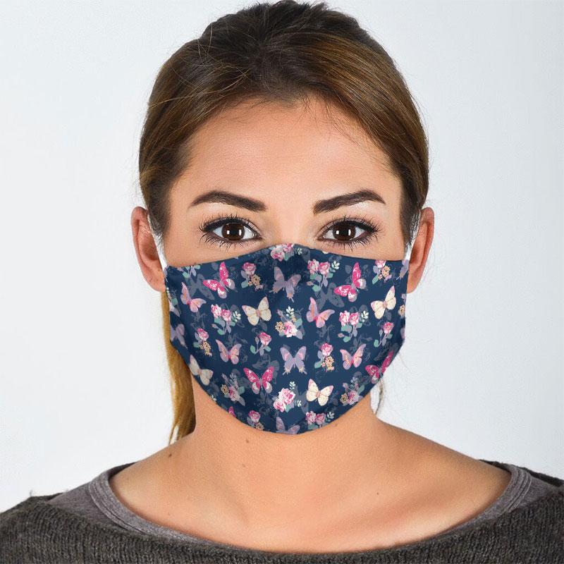 watercolor butterfly all over print face mask 3