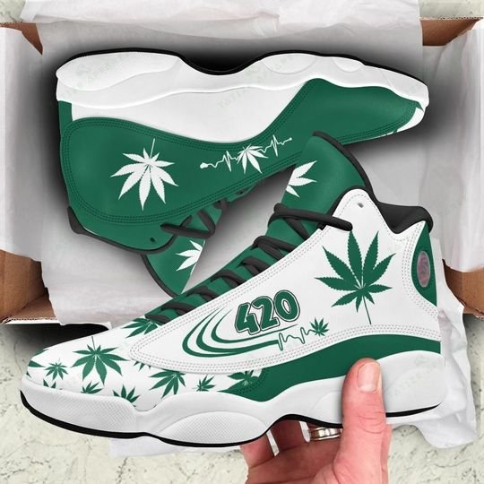 weed leaf 420 heartbeat all over printed air jordan 13 sneakers 2