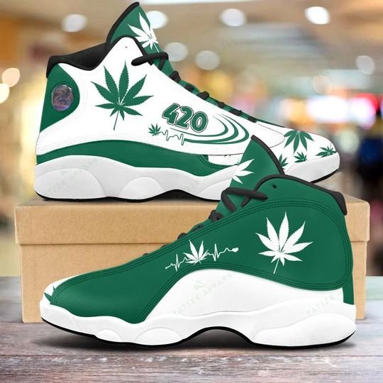 weed leaf 420 heartbeat all over printed air jordan 13 sneakers 3