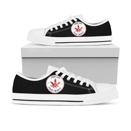 weed leaf high life four twenty low top shoes 4