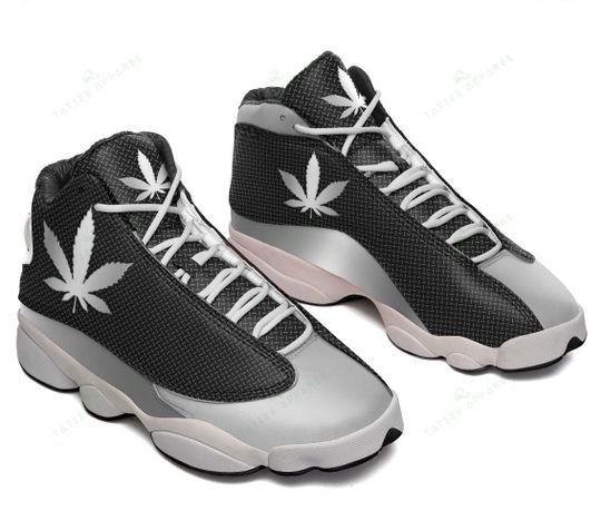 weed leaf silver metal all over printed air jordan 13 sneakers 2