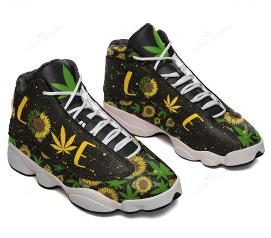 weed leaf sunflower love all over printed air jordan 13 sneakers 2
