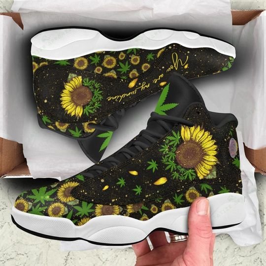 weed sunflower you are my sunshine all over printed air jordan 13 sneakers 3