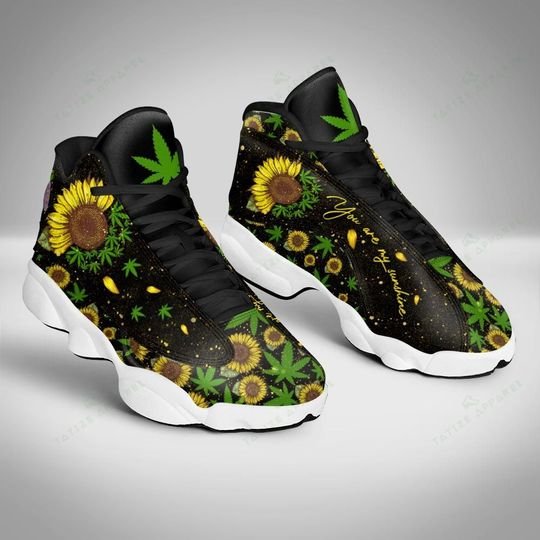 weed sunflower you are my sunshine all over printed air jordan 13 sneakers 4