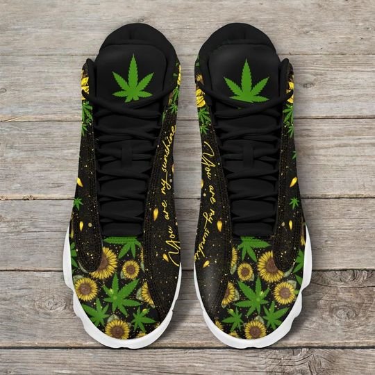 weed sunflower you are my sunshine all over printed air jordan 13 sneakers 5