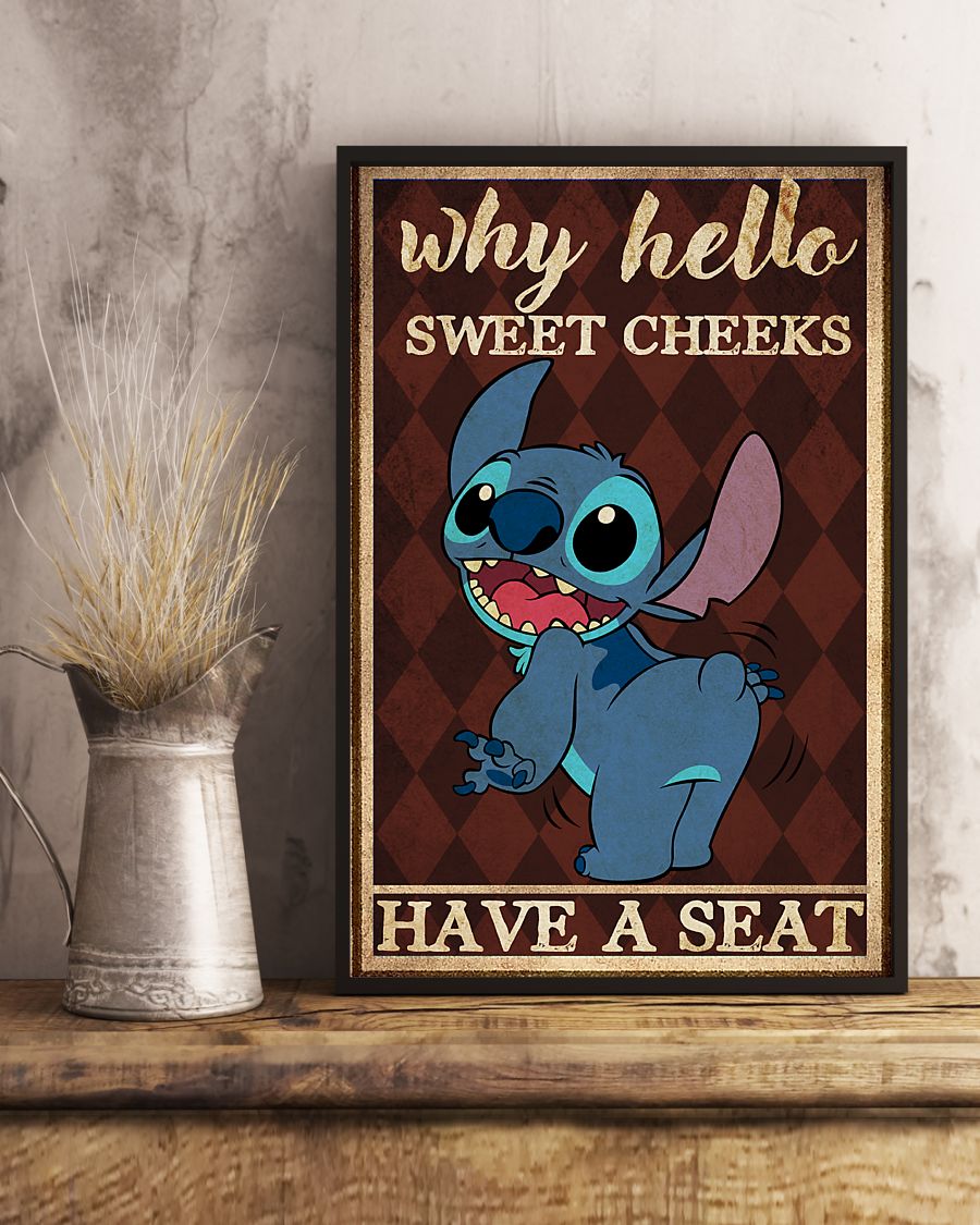 why hello sweet cheeks have a seat stitch retro poster 2