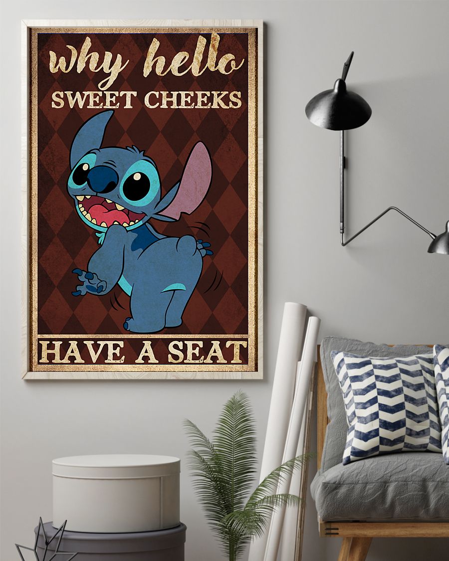 why hello sweet cheeks have a seat stitch retro poster 3