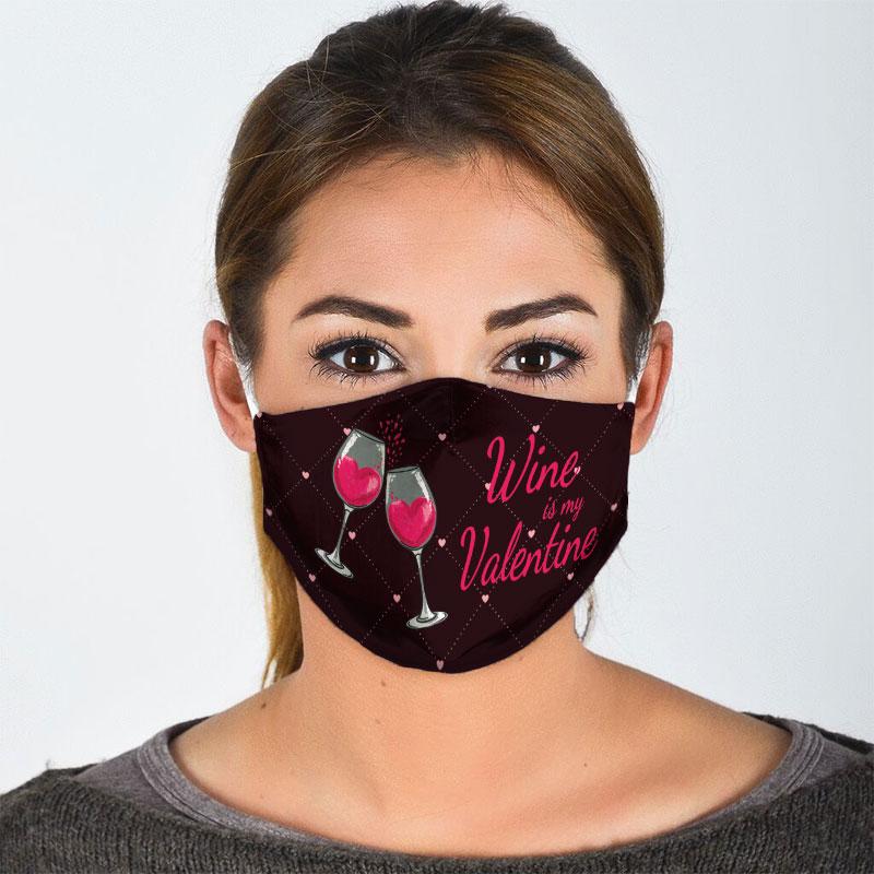 wine is my valentine all over print face mask 2