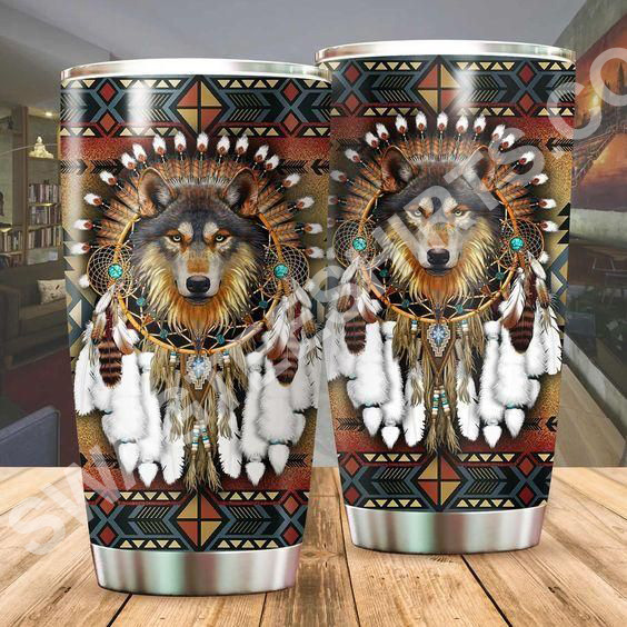 wolf native american culture all over printed stainless steel tumbler 2(1) - Copy