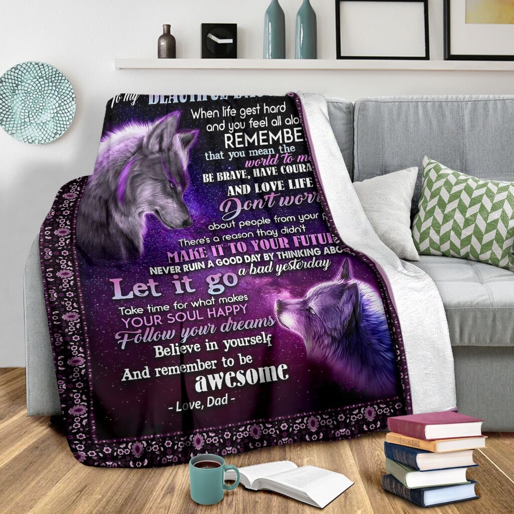wolf to my daughter follow your dreams believe in yourself love dad full printing blanket 3
