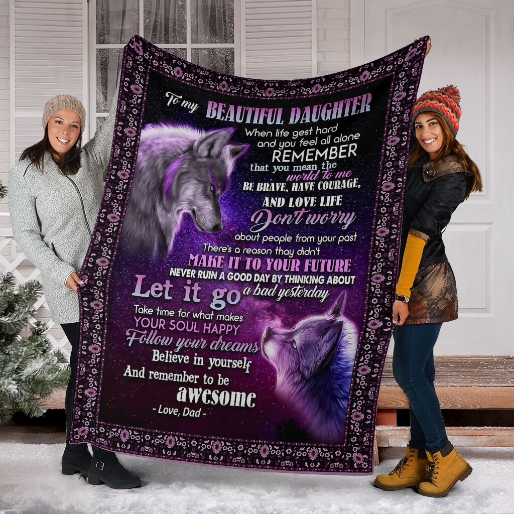 wolf to my daughter follow your dreams believe in yourself love dad full printing blanket 5