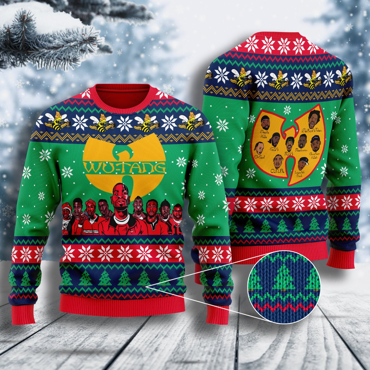 wu tang clan all over printed ugly christmas sweater 4