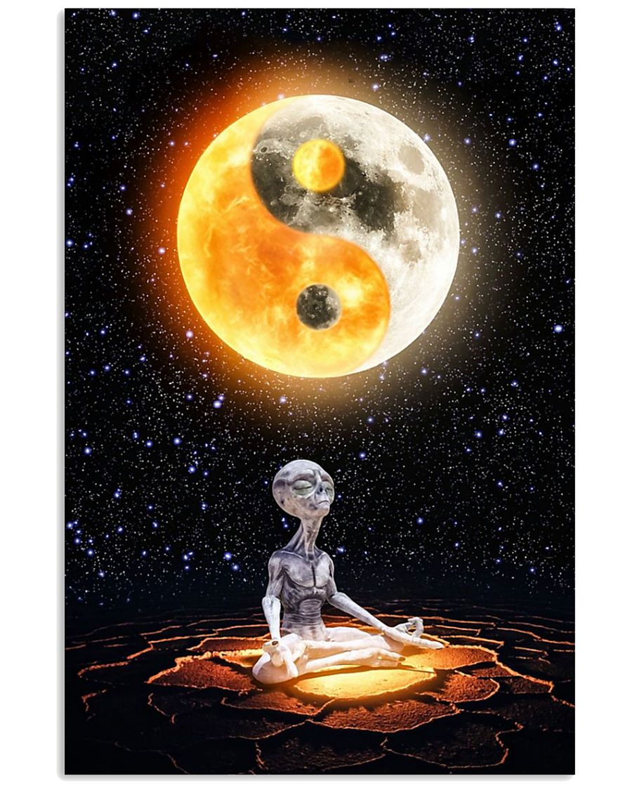 yin yang alien meditation poster 2