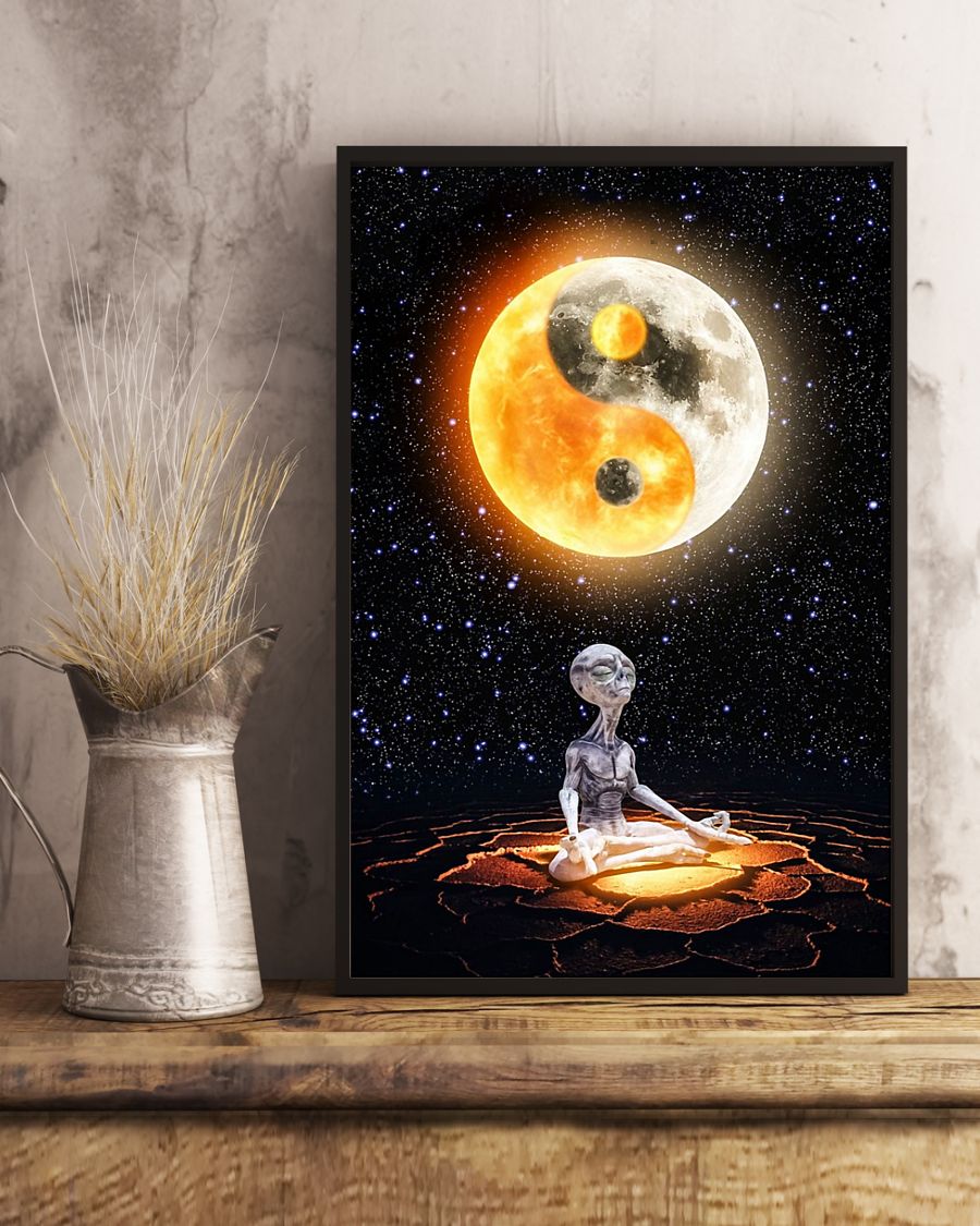 yin yang alien meditation poster 3