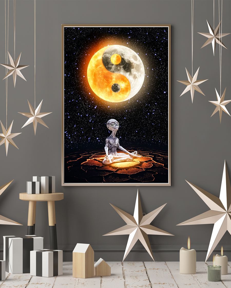 yin yang alien meditation poster 4