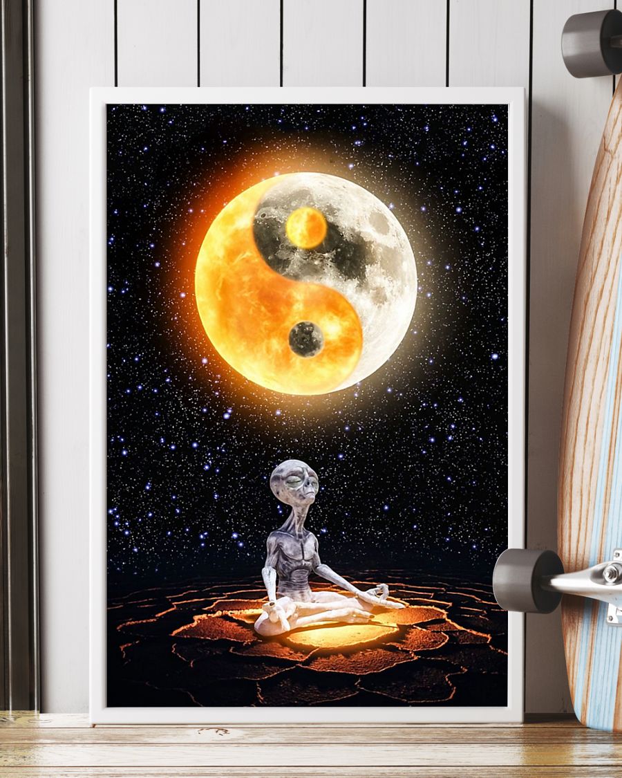 yin yang alien meditation poster 5