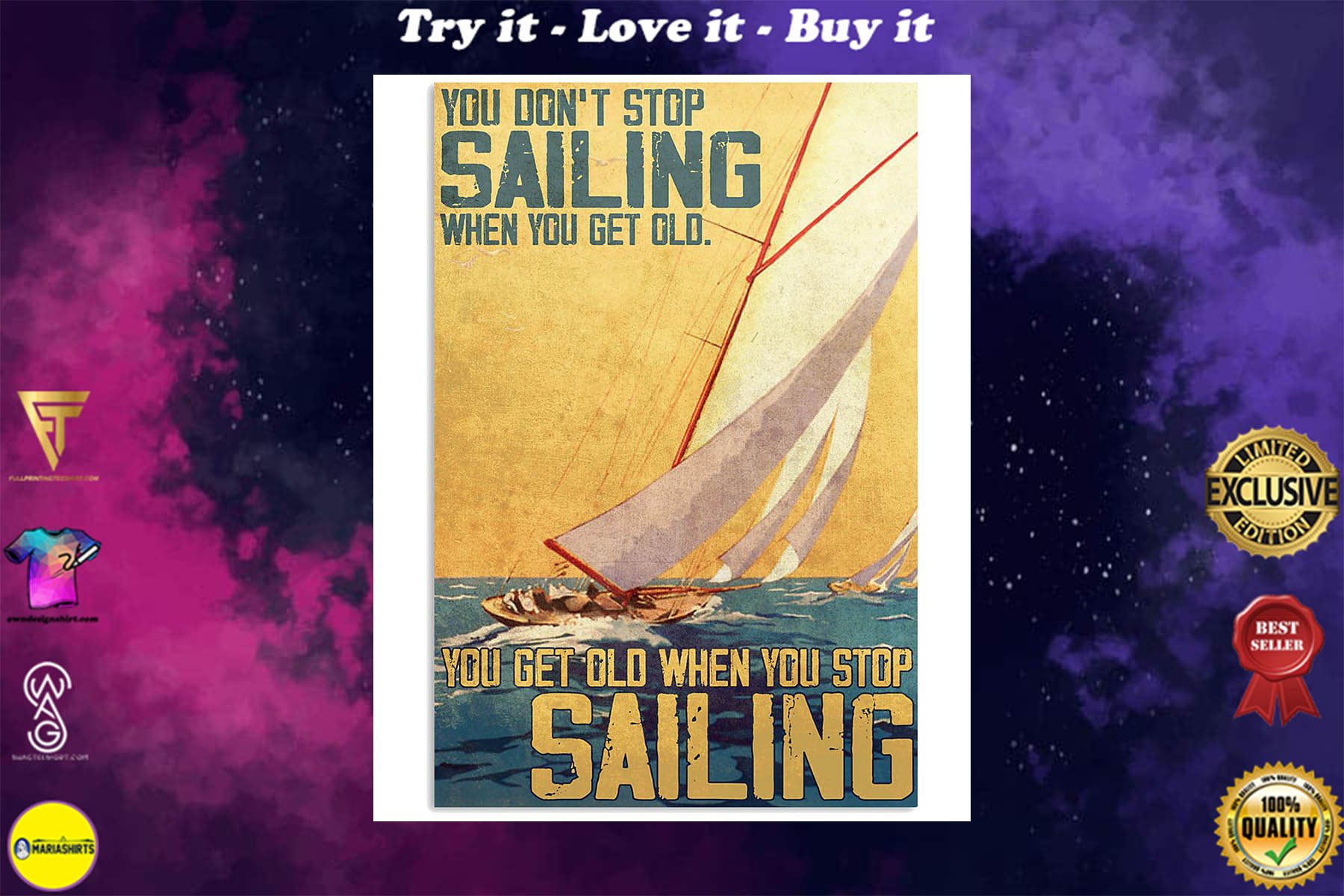 you dont stop sailing when you get old you get old when you stop sailing retro poster