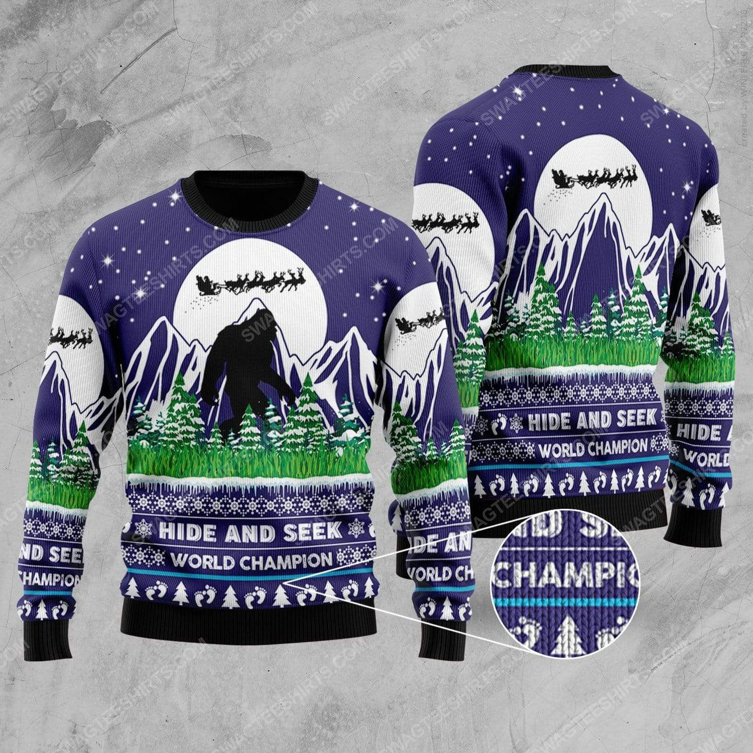 Bigfoot hide and seek world champion ugly christmas sweater 2 - Copy