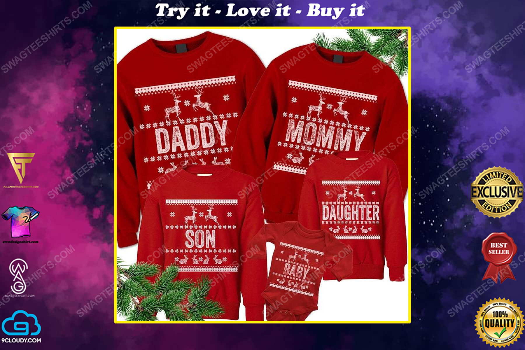 Custom for family and merry christmas all over print ugly christmas sweater