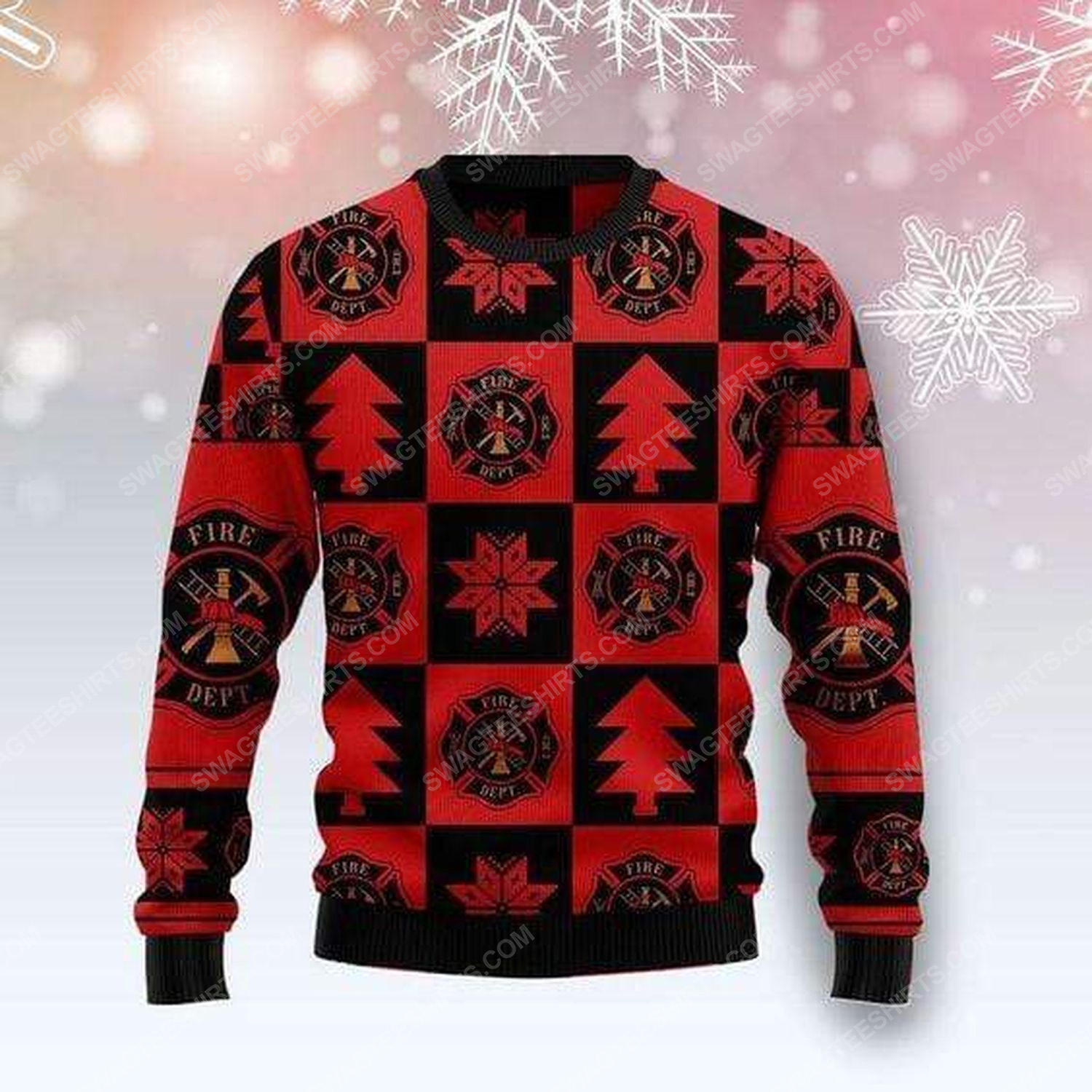 Firefighter pattern all over print ugly christmas sweater 2 - Copy