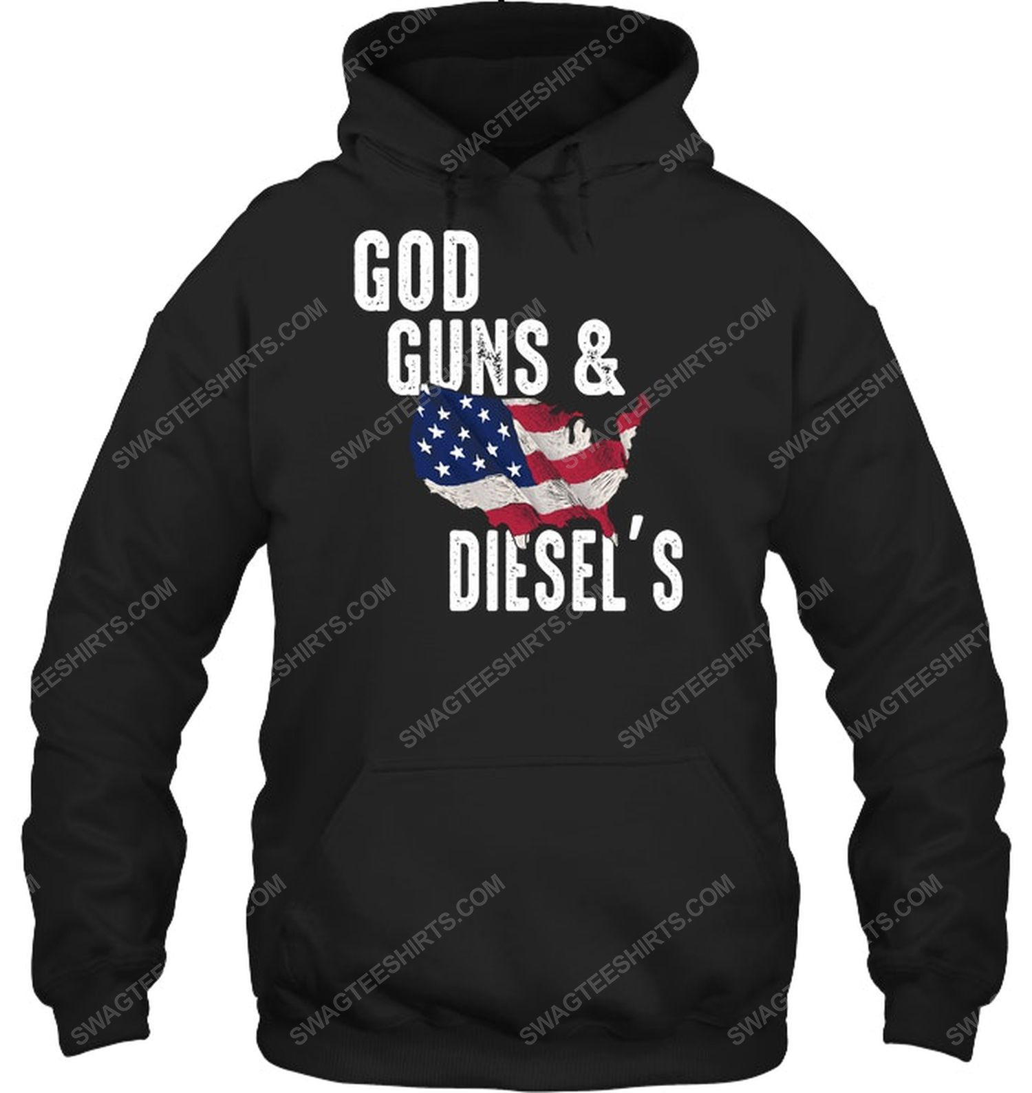 God guns and diesel's american flag political hoodie